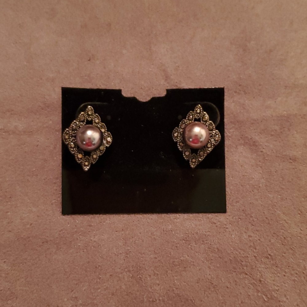 Vintage Gray pearl Earrings